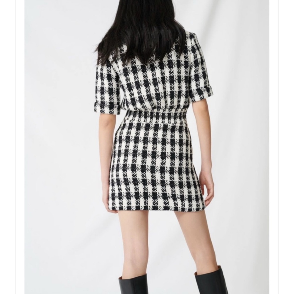 Maje Black and White Check Tweed Mini Dress - Picture 5 of 15